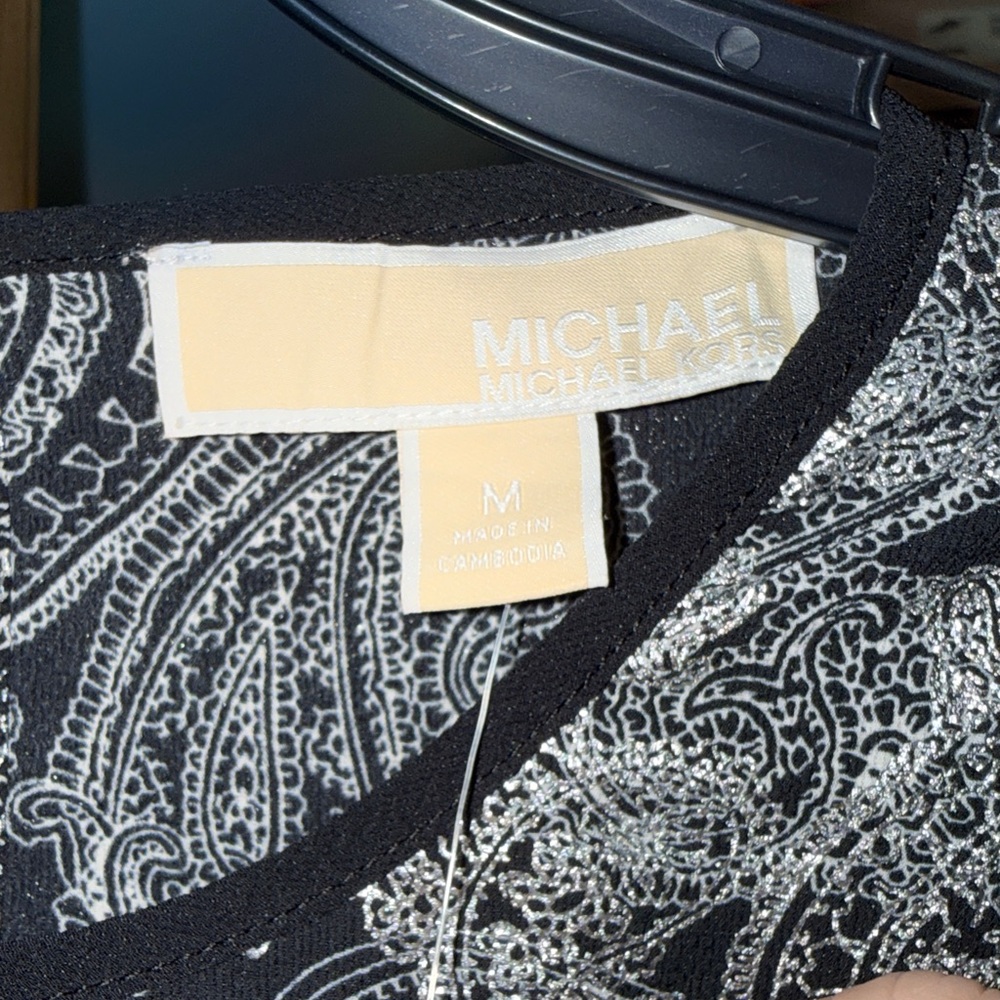 NWT MICHAEL Michael Kors Women's Paisley Long Sleeve Flounce Dress-Bone-M - Picture 6 of 7